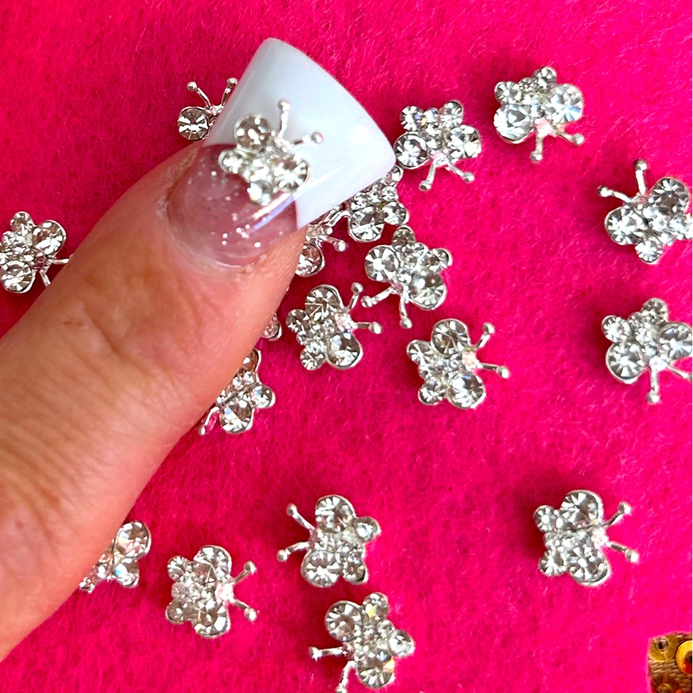 20pcs 3d Rhinestone Butterfly Nail Art